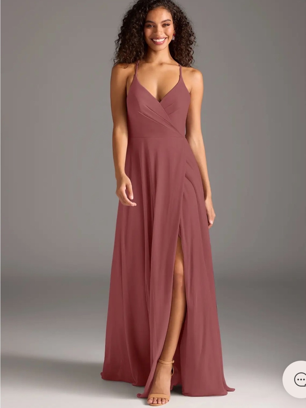 Azazie Davis Maxi Dress in color Amethyst  (Mauve) W/Matching Shawl
Fabric: Mesh